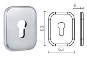 Накладка на цилиндр ESC.C.XL/K.486-C SQ XL SSC (прямоугольная, сатинированный хром)