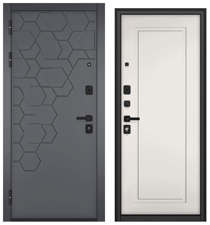 BULDOORS TRUST MASS, МДФ оскуро 9S-184, МДФ эмаль белоснежная 9SD-0, 2050*960, левая, черный муар металлик, черн.фурн, лот 43552711