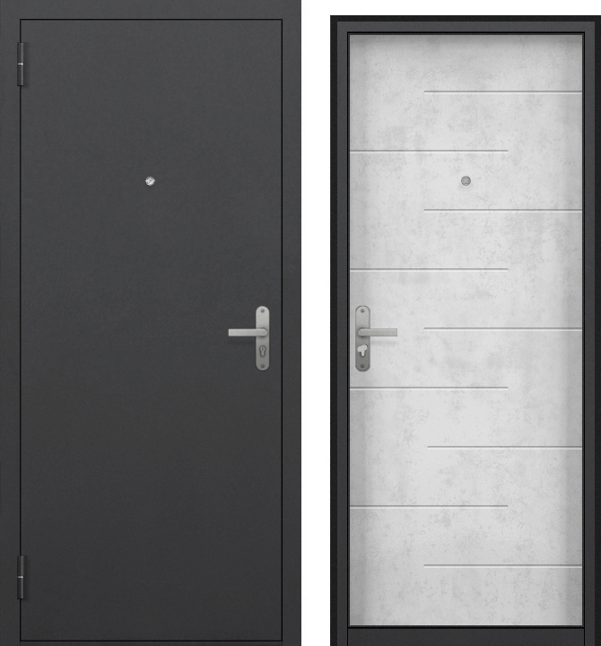 Тульские двери  МАЛЬТА, (черный муар,  МДФ 6мм бетон снежный), 2050*960, левая, лот 61865734