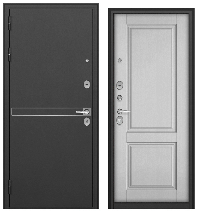 BULDOORS TRUST MASS, D-4, МДФ дуб белый матовый 9SD-1, 2050*860, левая, черный муар металлик, хром, лот 43552718