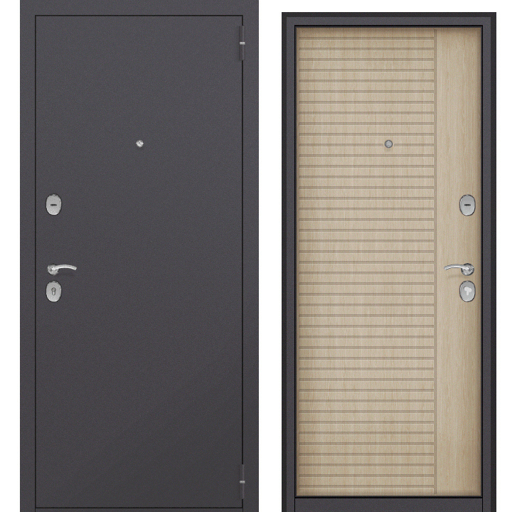 Дверь металл Арета (шагрень 7024/МДФ капучино), 2050*860, правая, лот 61865745