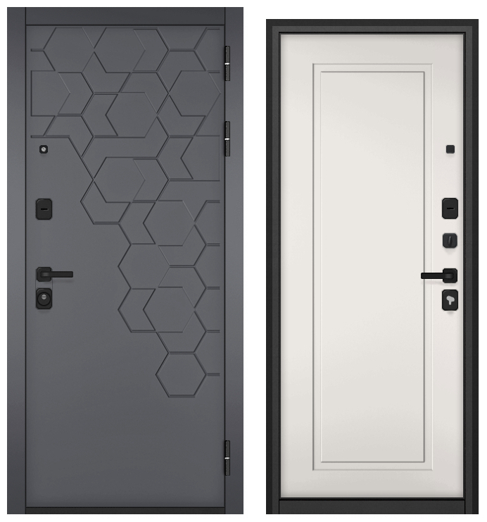 ТRUST МАSS, МДФ оскуро 9S-184, МДФ эмаль белоснежная  9SD-0, 2050*860, правое, черный муар металлик, черная фурнитура, лот 43552740