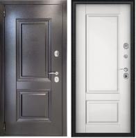 Тульские двери  Термо Винтерфел  (букле черный+ШТАМП, МДФ12мм Белая ,2 петли, 1,5мм сталь, хром) (2050*860, R, правая)