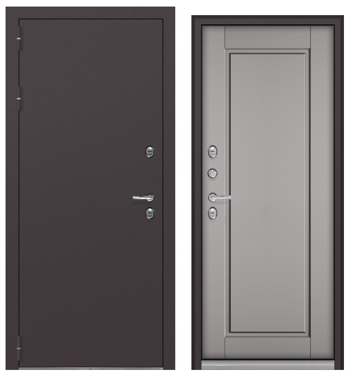 TERMO SPLIT MP, МДФ эмаль светло-серая 10TSD-0 (2050*880, левая, нержавеющий порог, букле шоколад, хром)