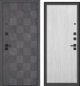 Дверь металл ГТ-40 ( МДФ бетон графит темный / МДФ белое дерево ) (2050*960, правая, черный муар, черн.фурн)