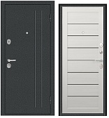 Тульские двери  Б34 Сноу (букле графит,МДФ царга RE11, Бетон снежный, черн. стекло,три контура, хром (2050*960, R, правая)