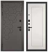 ТРАСТ МАСС, МДФ холст вулканический 9С-184, МДФ эмаль белоснежная 9СД-0 (2050*960, левая, черный муар металлик, черн.фурн)