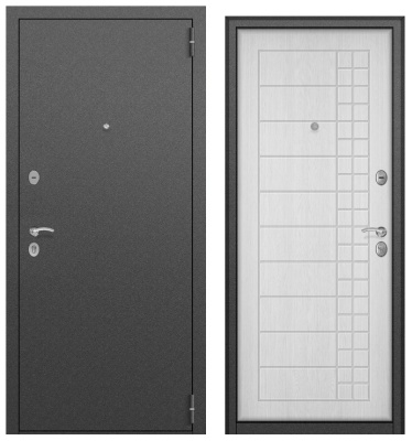 Дверь металл Агрия (антик серебро темное/МДФ белое дерево)