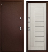 Дверь металл ТермоБокс (медь,ЦАРГА 22мм+молдинг, ПВХ Бьянко, 2 петли, ф-ра хром) (2050*960, левая)