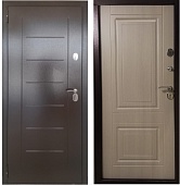 Тульские двери Б35 Термо SIP(медь, тиснение лесенка, МДФ 12мм дуб эко,2петли,1,2мм, хром) (2050*860, левая)