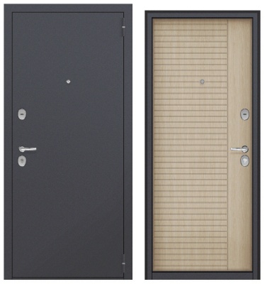 Дверь металл Арета (шагрень 7024/МДФ капучино)