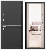 Бульдорс ТРАСТ МАСС, Д-4, МДФ ларче бьянко 9С-164 зеркало (2050*860, правая, черный муар металлик, хром)