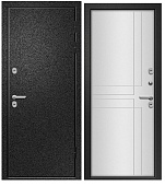 Дверь мет ВЕСТА (TEРMO) Букле черный,МДФ 10 мм, винорит Белый, хром (2050*880, L, левая, термо)
