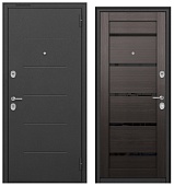 BULDOORS FAMILY ECO, RL-3, МДФ ларче шоколад CR-142 lakobel black, 2 замка (2050*860, правая, черный муар металлик, хром)
