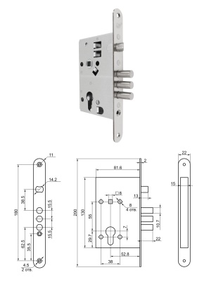 Замок врезной ПРОСАМ ЗВ4 31.55
