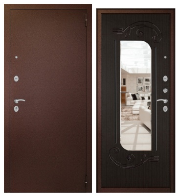 Дверь мет. Беркана Медный антик Венге рифленый