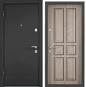 Дверь металл TOREX X-3 MP, темно-серый букле графит/сканд.панель СК-2 дуб серый евро, хром (2050*950, L, левая)