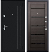 Тульские двери Б28 ВЕНА НОВ Ларче шоколад, черн.муар, царга, черное стекло, два контура, хром  (2050*960, правая)