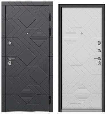 Дверь мет. ФАБИО мдф Силк титан, мдф Силк сноу, хром.