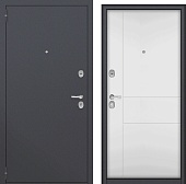 Дверь металл Тефия (шагрень 7024/МДФ белый матовый) (2050*960, левая)