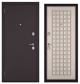 ФЭМЕЛИ ЭКО, МДФ ларче бьянко E-112, 2 замка (1800*860, левая, букле шоколад, хром)