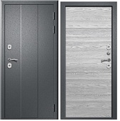 Дверь мет ТЕСЕЙ (TEРMO) Букле тёмно-серый,МДФ 10 мм, Вяз каньон вековой айс, хром (2050*960, L, левая, термо)