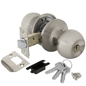 Комплект ручек с защелкой и ключами DK682 AJAX (кноб-шарик) (39539, SN-ET мат. никель)