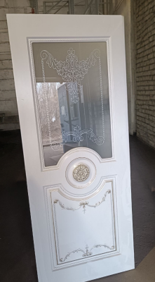 ДО 80 Андреа 2 софт белый, покрытие PVC сатинат, белое, стекло 1, рис серебро, правое, патина шампань, тип 1, с двух сторон ЛОТ 19394081