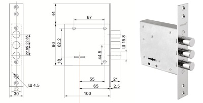 Замок Border ЗВ8-8Г/15 (сувальдный) Бульдорс-24, 24Т, 25