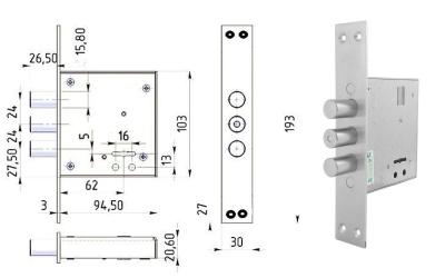 Замок 3В-А10 Бульдорс Д2 (Сувальдный дополнительный замок для 20 серии)
