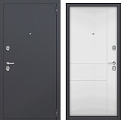 Дверь металл Тефия (шагрень 7024/МДФ белый матовый) (2050*960, правая)