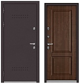 ТЕРМОРАЗРЫВ (СПЛИТ) MP, тисн.Р-5, МДФ орех грецкий 10ТСД-1 (2050*880, левая, нержавеющий порог, букле шоколад, хром, термо)