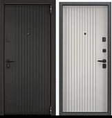 Дверь металл ТОРЭКС СУПЕР ОМЕГА ПРО PP, ПВХ Чер.шагрень OP-Л1, ПВХ Бьянко, OP-Л1, Броня ч.квадр (черный шелк, 2050*860, R, правая, Броненакладка, порог нерж.сталь, черный)