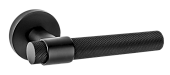 Дверная ручка Асти на круглой розетке (черный, арт. INDH 318-06 B)