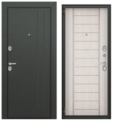 Дверь металл Агрия ВО (букле графит/МДФ лиственница белая )