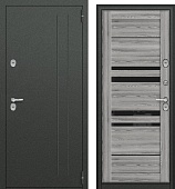 Тульские двери ТЕРМОБОКС СИП (букле графит/МДФ ясень ривьера грей) (2050*960, правая, термо)