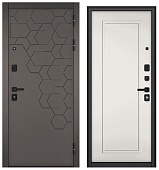 ТРАСТ МАСС, МДФ холст вулканический 9С-184, МДФ эмаль белоснежная 9СД-0 (2050*960, правая, черный муар металлик, черн.фурн)