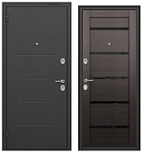BULDOORS FAMILY ECO, RL-3, МДФ ларче шоколад CR-142 lakobel black, 2 замка (2050*960, левая, черный муар металлик, хром)
