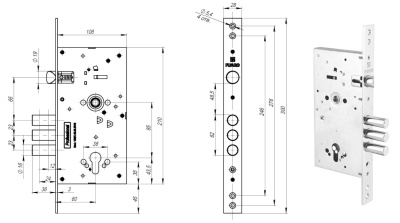 Замок врезной цилиндровый Fuaro MDV25/C-60.85.3R16