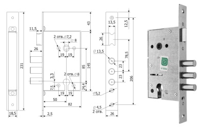 Замок Гардиан 1211  (цилиндровый  12 и Стил 12 Бульдорс)