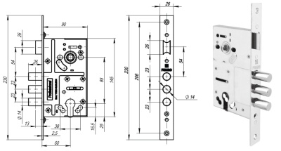 Замок Fuaro c защёлкой V10/C-60.85.3R14