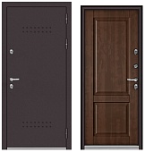 ТЕРМОРАЗРЫВ (СПЛИТ) MP, тисн.Р-5, МДФ орех грецкий 10ТСД-1 (2050*880, правая, нержавеющий порог, букле шоколад, хром)