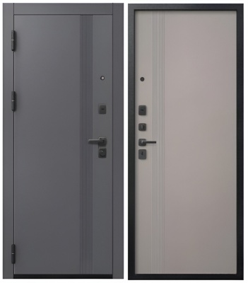 Дверь мет V-17,ПВХ Кашемир графит, ПВХ Кашемир грей, черн.ф-ра