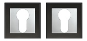Накладка на цилиндр на квадратной розетке Итарос Премиум Плюс  (черный никель/хром BN/CP, квадрат в квадрате)