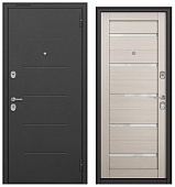 BULDOORS FAMILY ECO, RL-3, МДФ ларче бьянко CR-142 lakobel white, 2 замка (2050*960, правая, черный муар металлик, хром)